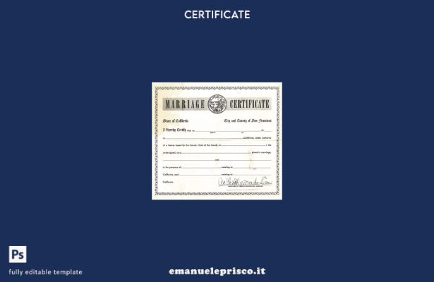 modello di certificato di matrimonio del registro di matrimonio degli Stati Unit